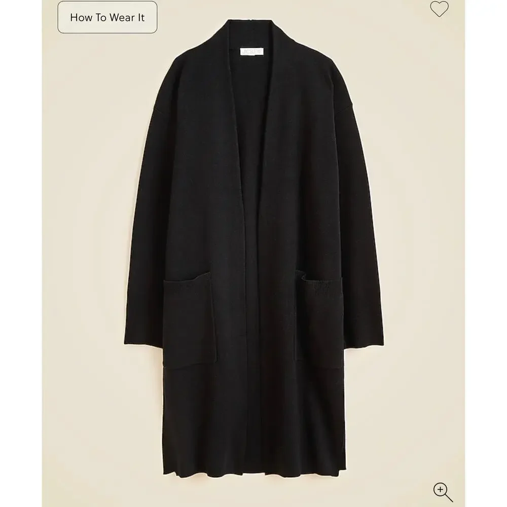 J. Crew Long sweater blazer with side slits Black NWT size XXL